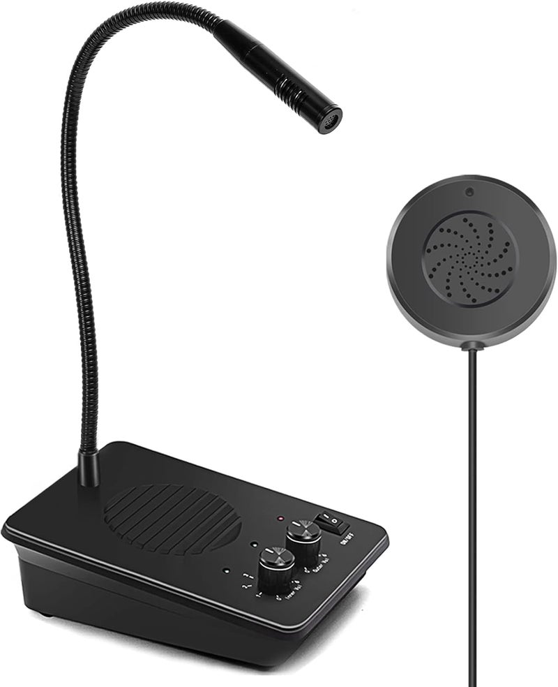 Daytech Window Intercom with Outer Speaker, Loud Speaker, Connect Wireless Mic, Intercommunication Talk Through Glass for Hotel, School, Counter, Store, Station 1 Pack - Image 1